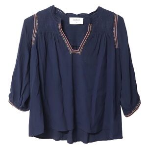BA&SH Boho Embellished Blouse in Navy Viscose